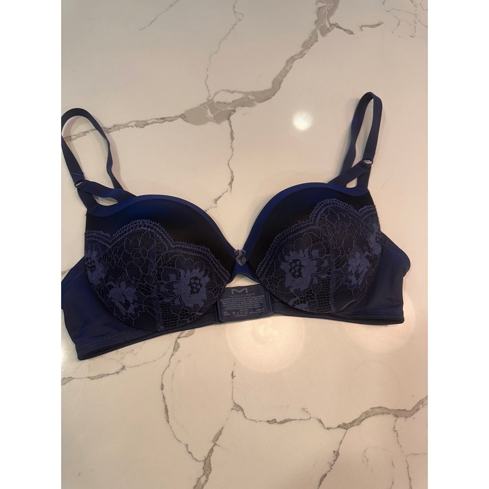 Maidenform DM9900 Navy Blue Lace Trim Padded‎ Underwire T-Shirt Bra 36C